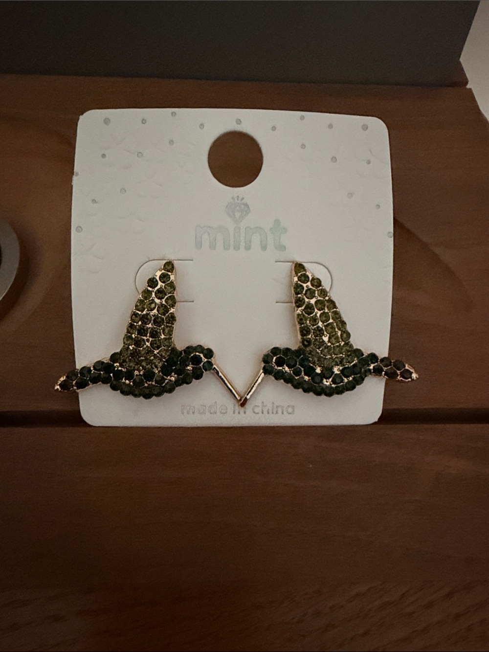 Mint Olive and Navy Crystal Hummingbird Stud Earrings